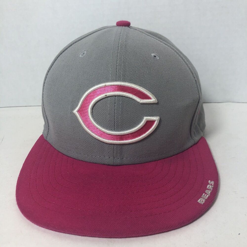 New Era 59Fifty Hat Cat Womens Fitted Size 7 Chicago Bears Breast Cancer Aware